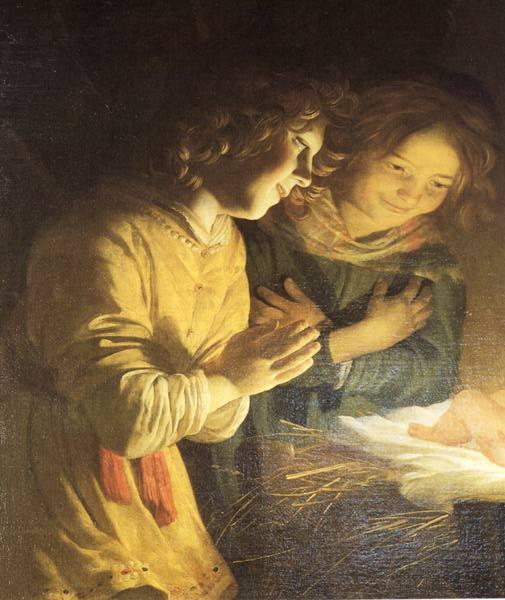 HONTHORST, Gerrit van Adoration of the Child (detail) sf France oil painting art